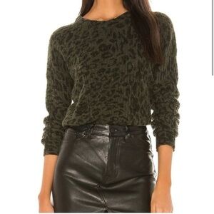 Rails Joanna Olive Leopard Print Wool/Alpaca Sweater size L